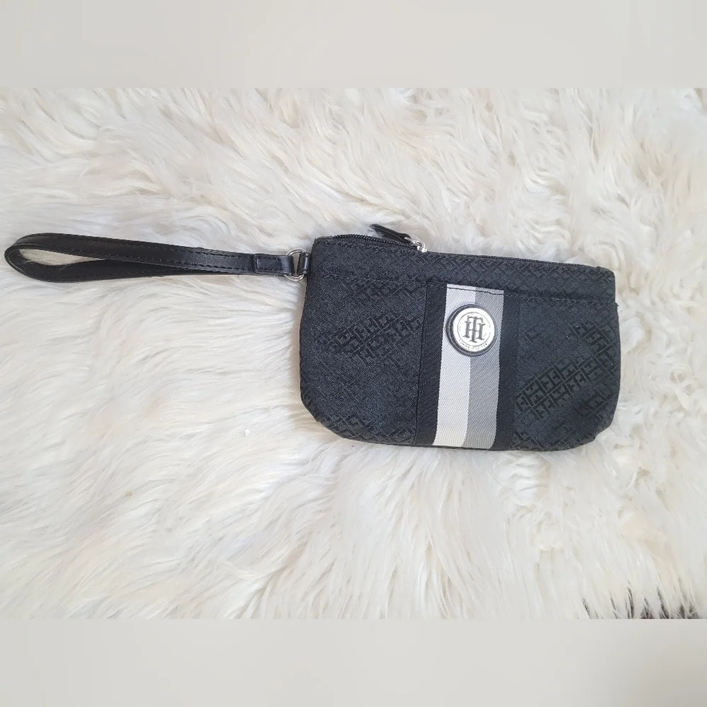 Tommy Hilfiger Stripe Continental Wallet-Black/White/Grey